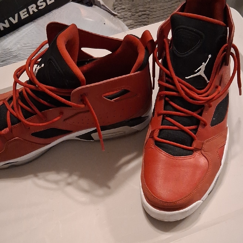 Jordan Men's Red and Black High-Top Sneakers